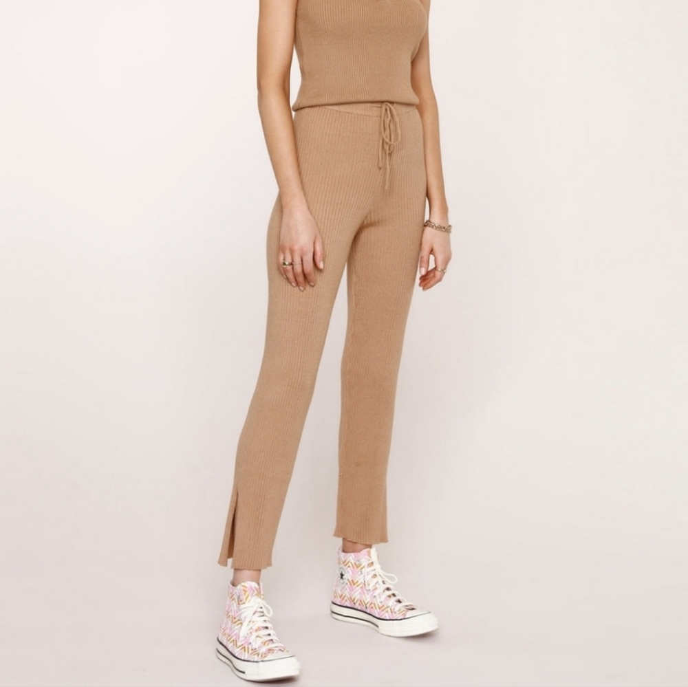 COPY - REVOLVE HEARTLOOM VERNA RIBBED KNIT PANTS IN CAMEL